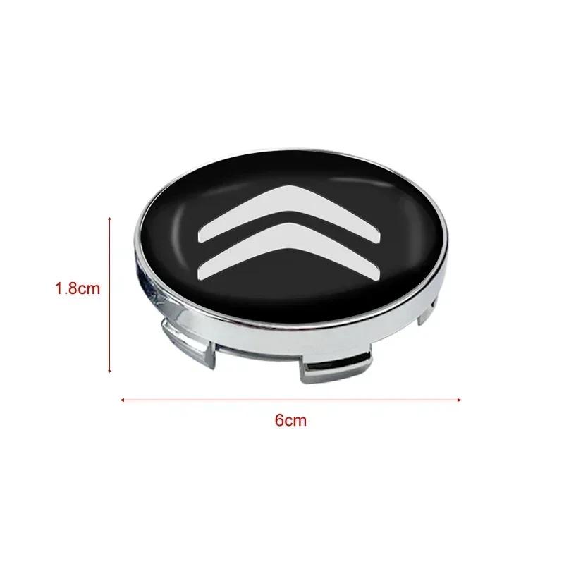 4ks 60mm Středová krytka náboje kola auta Kryt náboje disku Prachotěsný kryt Znak Pro Citroen C1 C2 C3 C4 C5 C6 C5X E-C4 C-Crosser C4