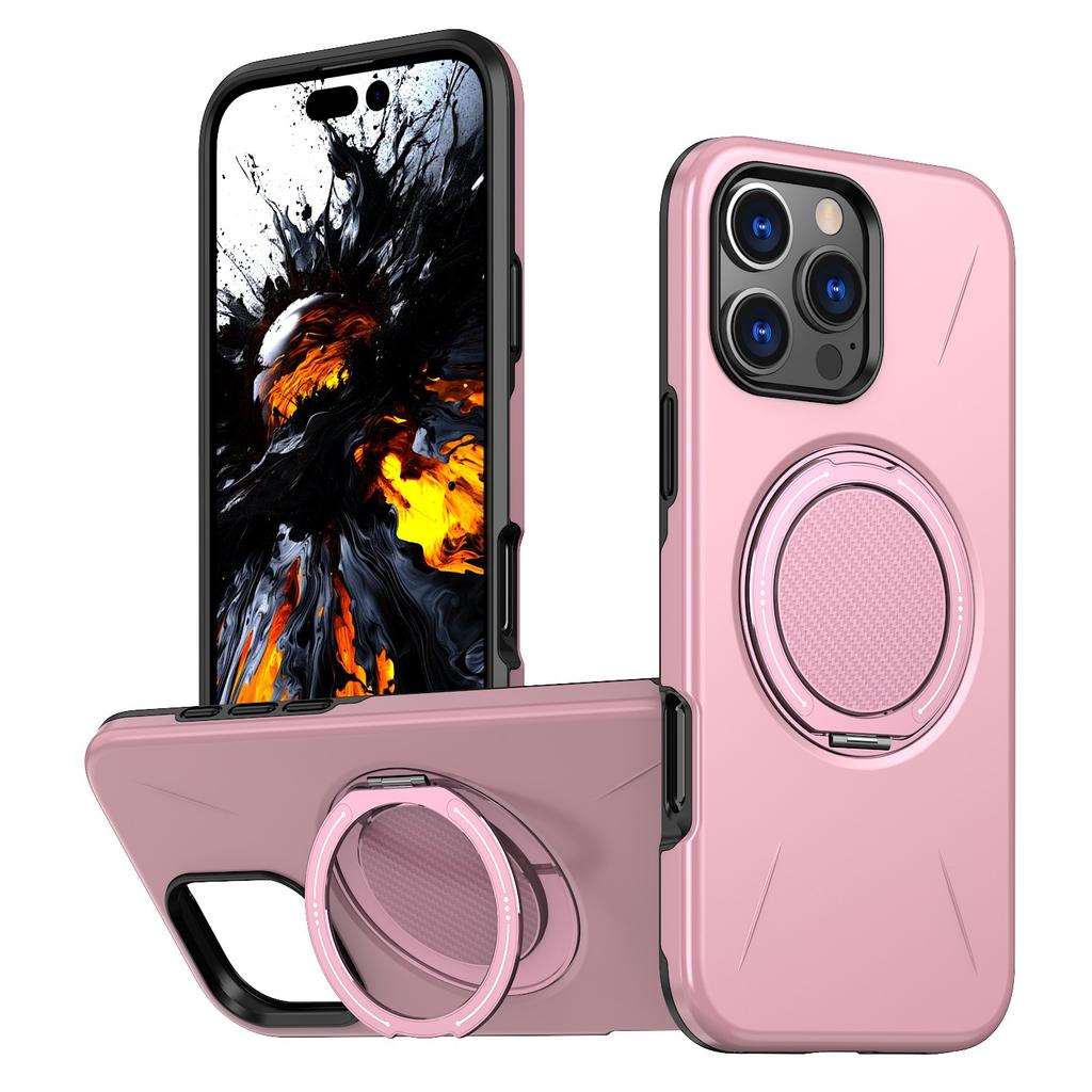 Magnetic PC+TPU Phone Case For iPhone 16 15 Plus 14 13 12 Pro Max Ring Holder Stand Shockproof Hard Back Cover Funda