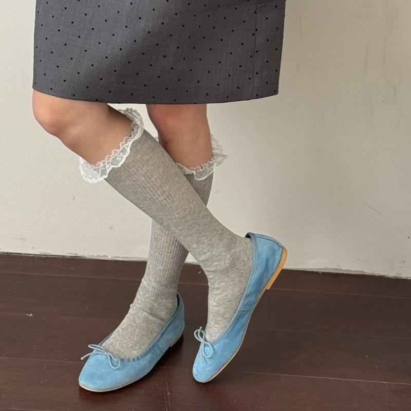 Sweet Lace Pile Socks, Thin Summer Girls' Breathable Calf Socks