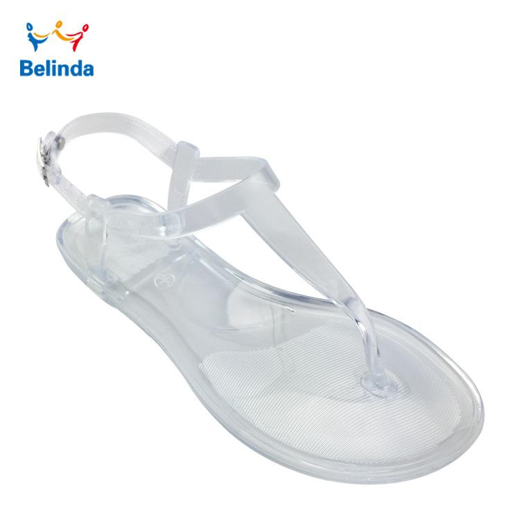 Fashion Women'S Pvc Flat Sandals Summer Jelly Slippers T-Band Design