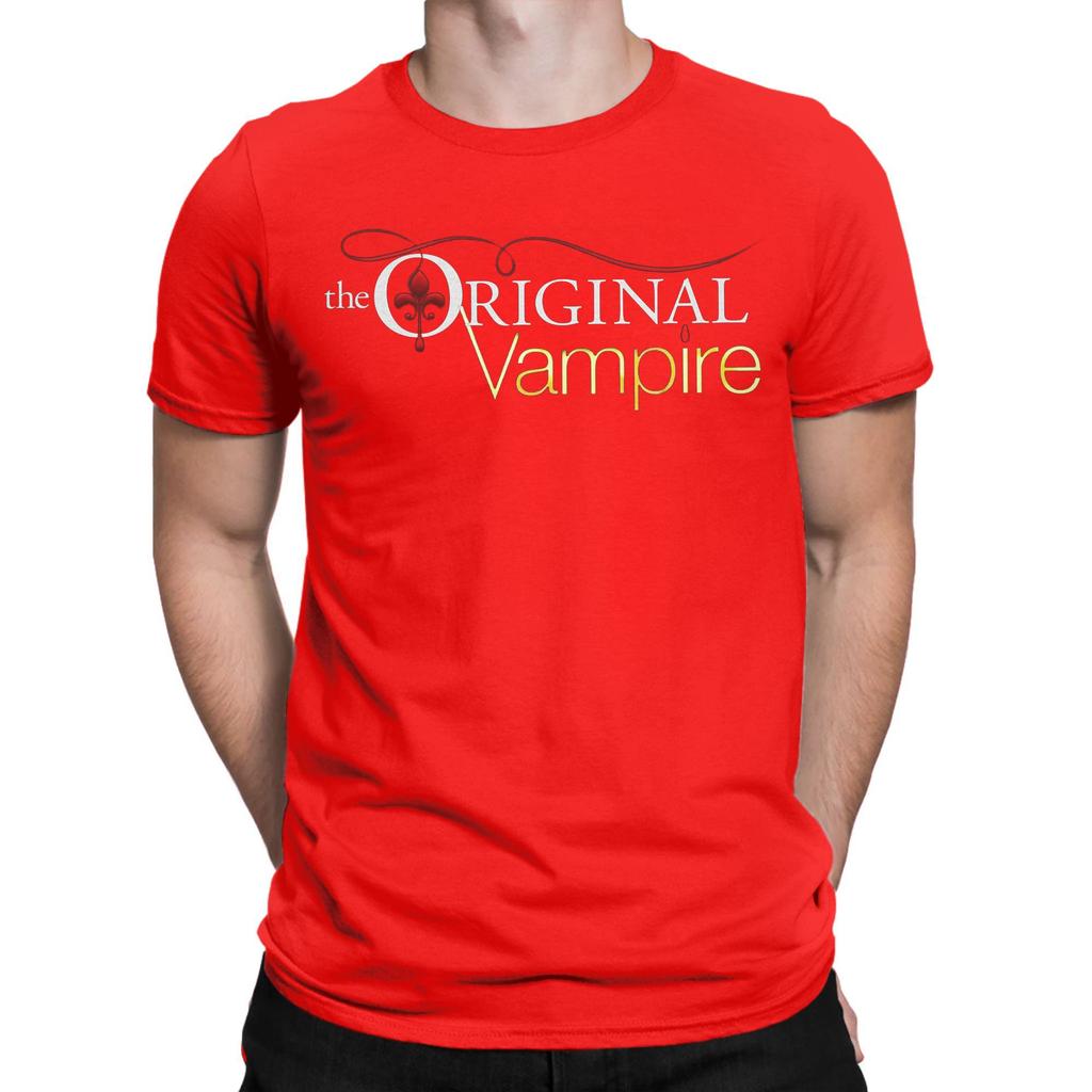 Vampire Diaries Damon Salvatore T-shirt för män Bomull Nyhet T-shirts Rundhals T-shirts Kortärmad Kläder Plus Size