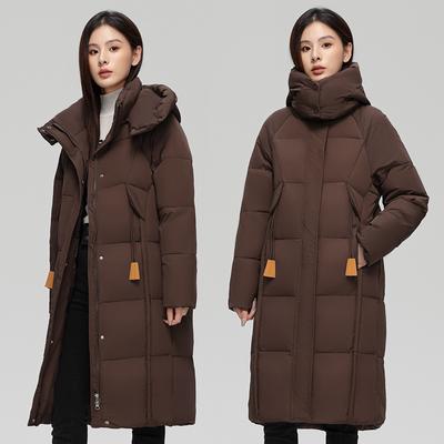 Stylish Winter Down Coat for Women: Long, Knee-length, Thick, Warm, with A Hood, Loose-fitting, and Designed for Protection From The Cold.