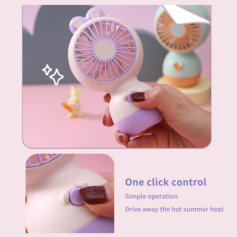 Uroczy Króliczek Ręczny Wiatrak Letni Ładowanie USB Wiatrak Biurkowy Kreskówkowy Podwójnego Użytku Mini Wiatrak Narzędzie Chłodzące Na Lato Do Podróży
