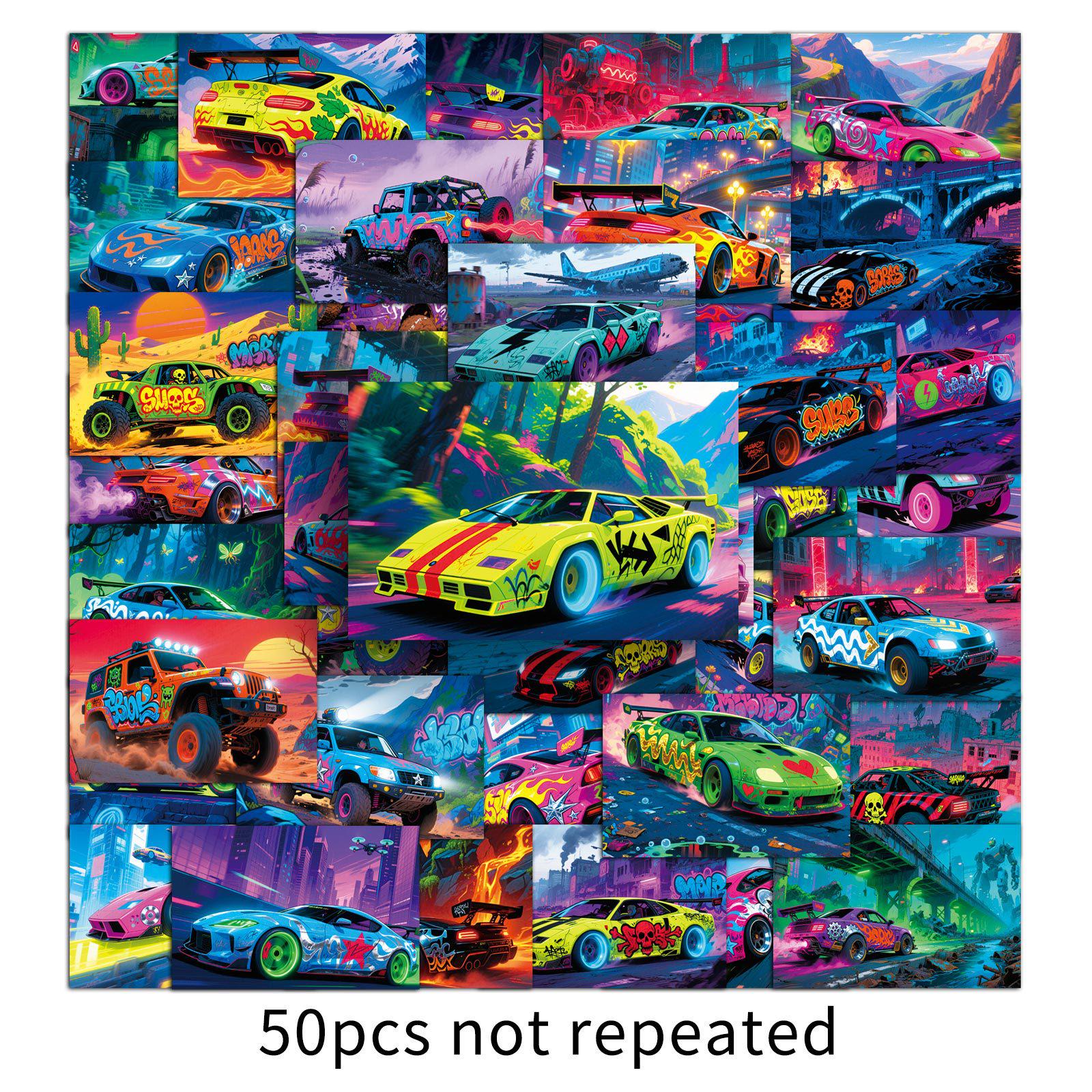 50 Cyberpunk Racing Car Graffiti Stickers - Cool Decor for Phone, Computer, Car