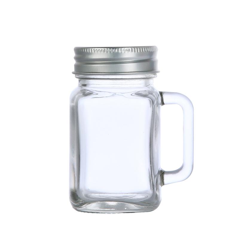 40ML Portable Mini Mason Jar With Handle Leakproof Glass Water Bottle For Milk Cold Brew Coffee Crystal Wine Whisky Glass