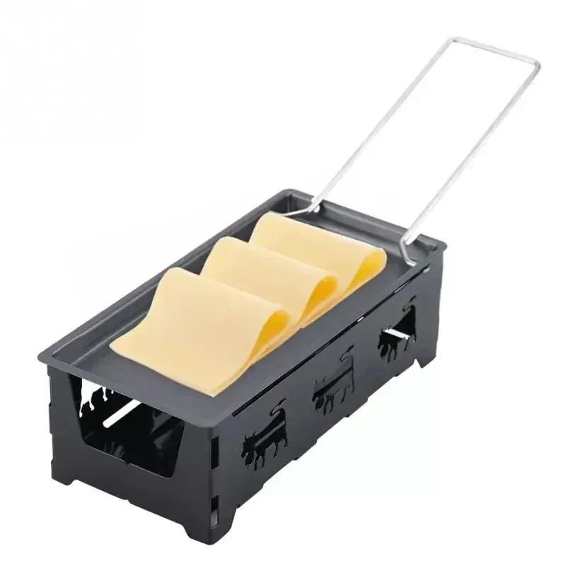 2024 Portable Non-Stick Metal Cheese Raclette Oven Grill Plate Rotaster Baking Tray Stove Set Home Kitchen Baking Tool