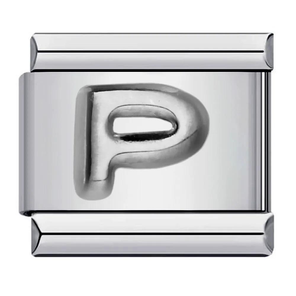 Титановый браслет-шарм с золотым покрытием и английскими буквами