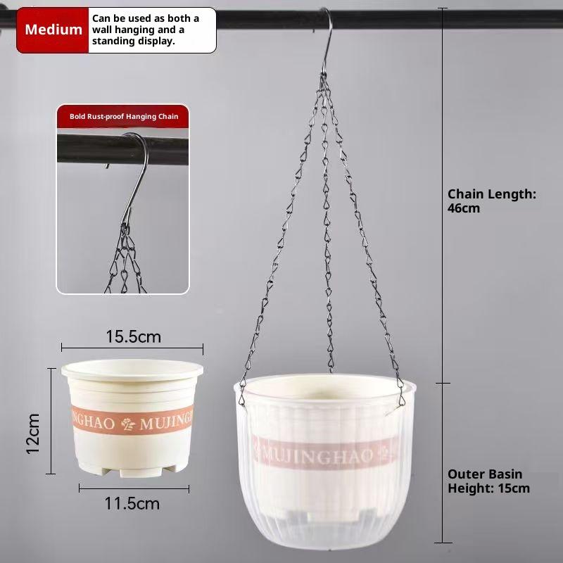 Transparent Hanging Basket Flower Pot For Lazy People Self-Priming Hydroponic Resin Large Diameter Fall-Resistant Shampoo