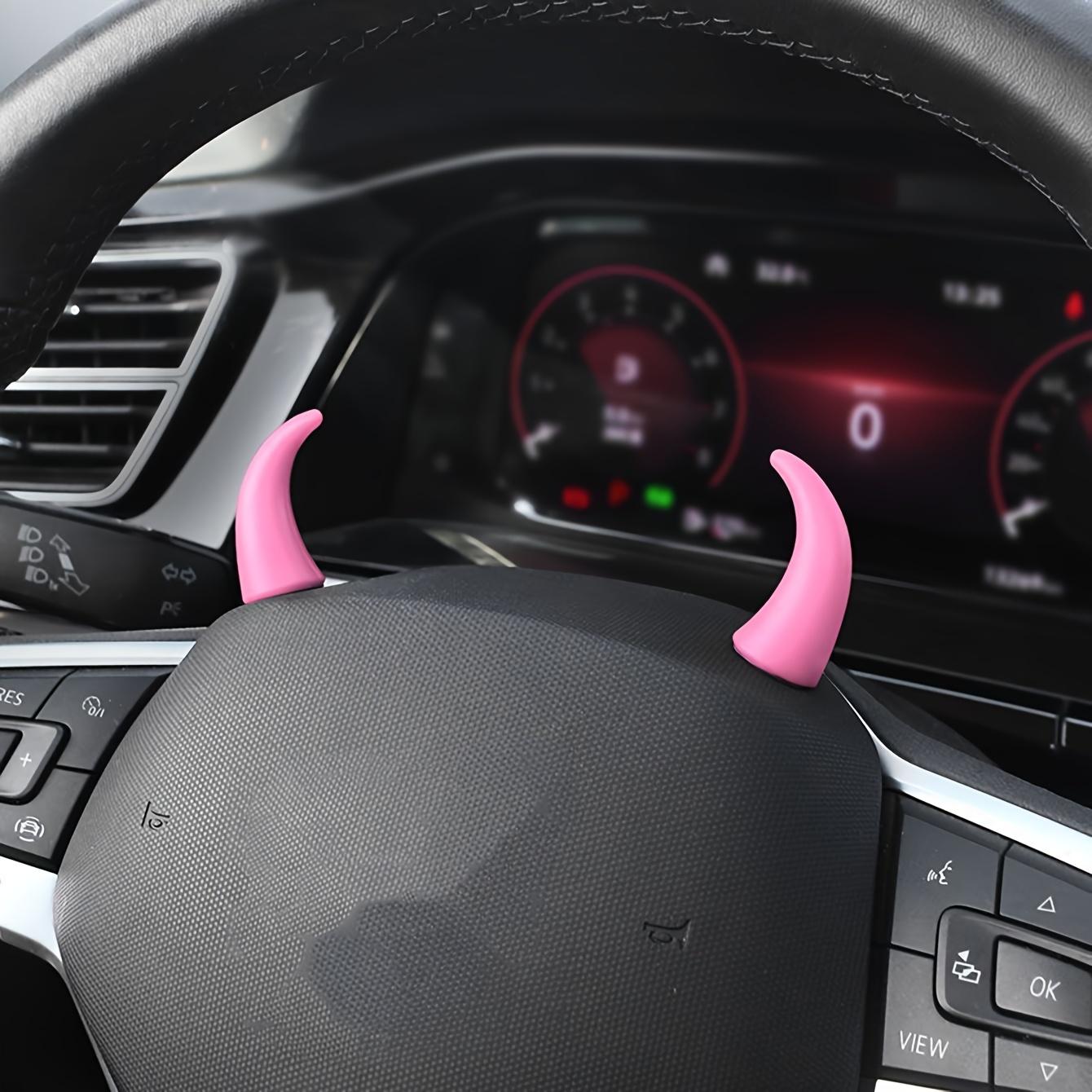 

2pcs Trendy Silicone Devil Horns Car Accessories, Cute Cow Demon Horns for Car Dashboard Steering Wheel Air Outlets, and Central Control Screen Decor розовый