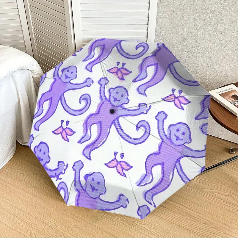 1pc Monkey Pattern Automatic Open/Close Umbrella, Formal Events - Ideal Gift for Family or Friends, Outdoor Accessory yy251211173