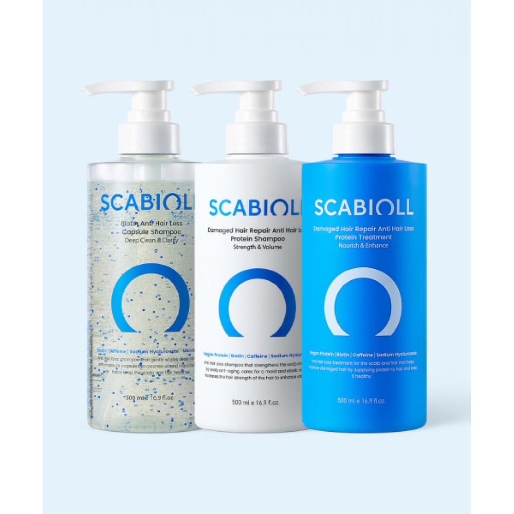 Scabioll Hair Loss Symptom Relief Protein Shampoo 500ml+capsule Shampoo 500ml+treatment 500ml NONE