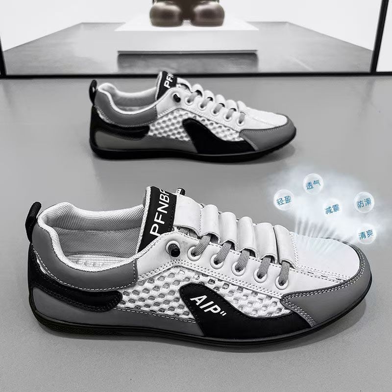 One-pedal Men's Shoes Summer Mesh Breathable Versatile Casual Little White Board Shoes Youth Sports Soft Sole Breathable Trendy Shoes