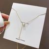 Titanium steel necklace female design sense opal pendant Korean Internet celebrity explosion collarbone chain accessories
