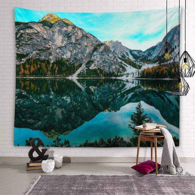 Natural Mountain Lake View Wall Decoration Tapestry Home Living Room Tapestry
