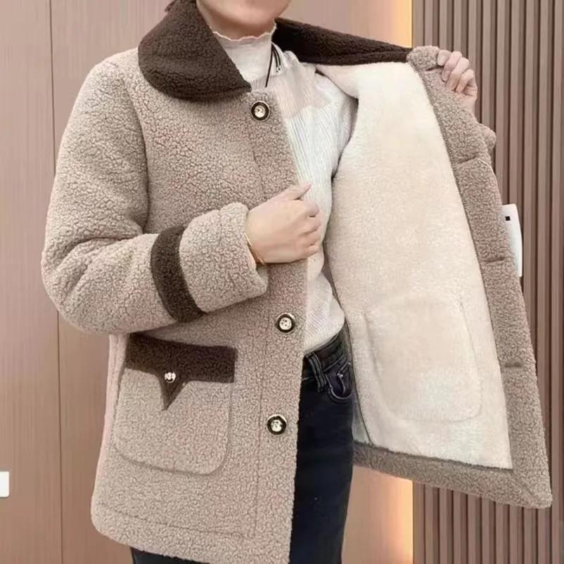 Imitation Lamb Fleece Padded Jacket Women's Plus Fleece Thickened Jacket Winter Granular Fleece Padded Jacket To Keep Warm