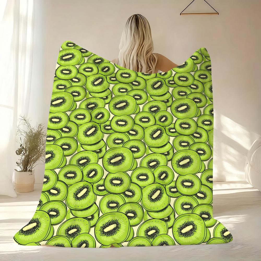 Kiwi Fruit Pattern Throw Soft Flannel AC Blanket Lightweight Summer Nap Throw Cozy  Blanket for Sofa Bed Travel Home