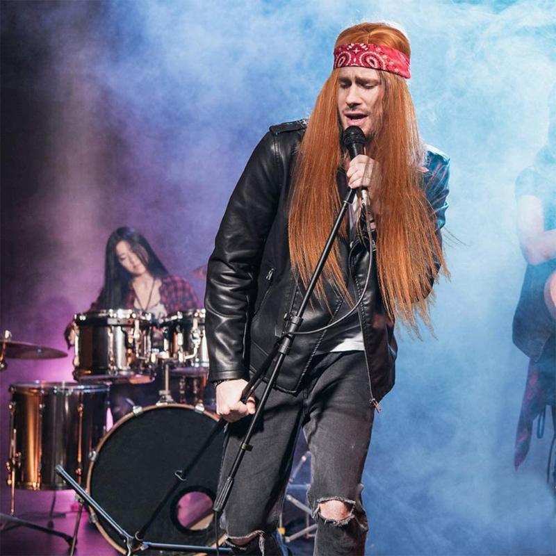 Sada kostýmů Rockera z 80. let, Kostýmy Heavy Metal Rock, Doplňky ke kostýmům na Halloween, Nafukovací kytara, Náramky, Prsteny