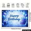 2D Happy Birthday Light Blue Glitter Backdrop Banner Party Photo Background