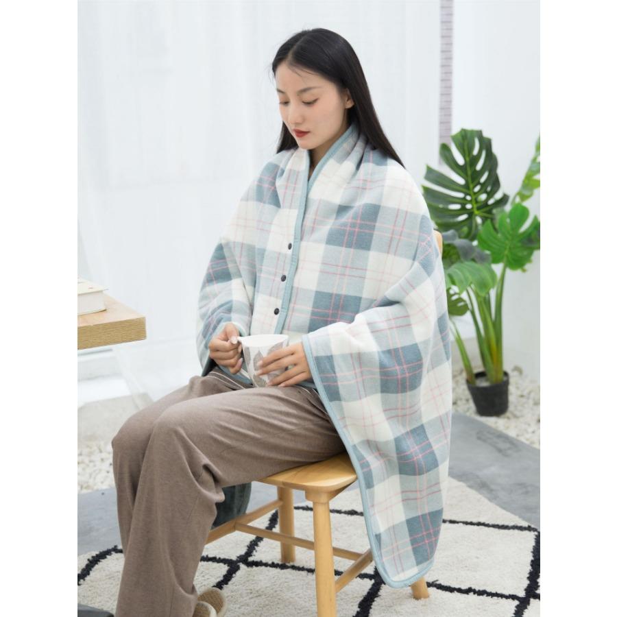 

Махровое одеяло на кнопках Одеяло для офиса Шаль Клетчатая шаль Утолщенная накидка 80x130cm