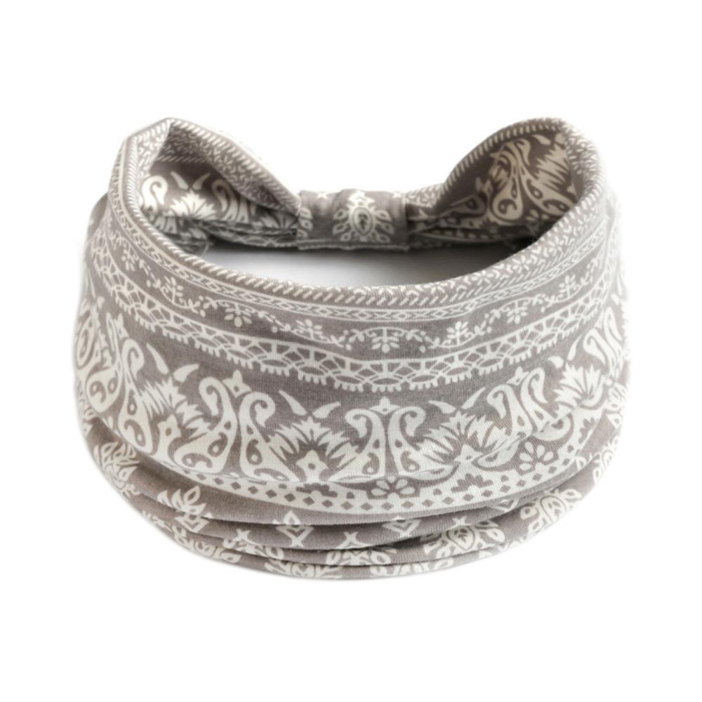 Bohemian Headbands for Women Cashew Flower Head Band Yoga Sports Hairband Elastic Cotton Wide Bandanas Headwear Hair Accessories