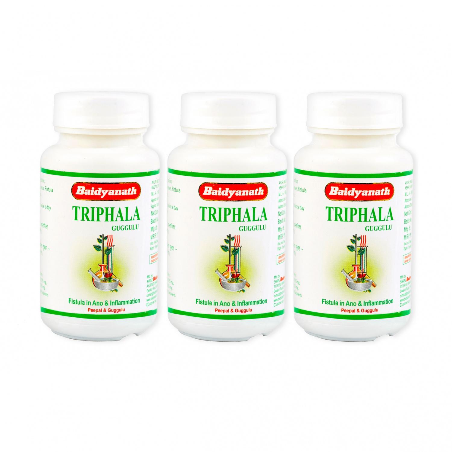 

Набір Трифала Гуггул (3 х 80 таб, 375 мг), Triphala Guggulu Set, Baidyanath