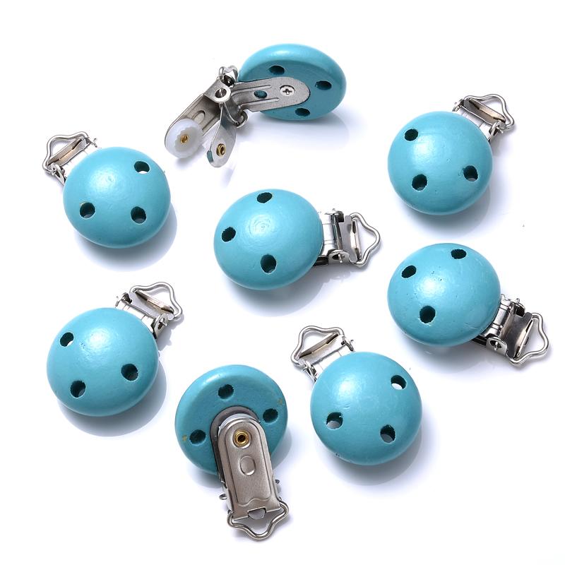 10Pcs 30mm Baby Wooden Pacifier Clips Round Wood Clip for Baby Pacifier Log Nipple Chain Holder Accessories BPA Free