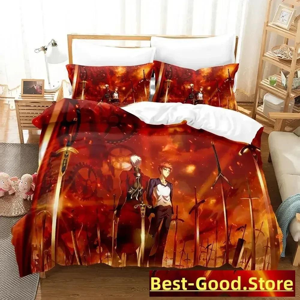 3D Print Anime FateStay Night Unlimited Blade Works Bed Set Duvet Cover Pillowcase Bedding Set Bed Linen Sheet Quilt Cover Full