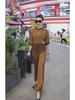 2025 Spring/Summer European Women's Spliced Plaid Sweatshirt & Wide-Leg Pants Set