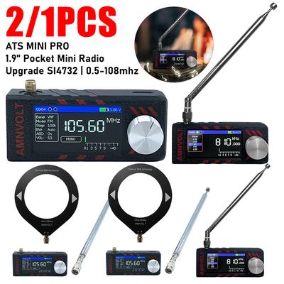 2/1PCS Upgrade SI4732 1.9" LSB USB AM FM Radio ATS MINI PRO 0.5-108mhz Radios HF SW MW VHF All Band Radio Receiver With Antenna