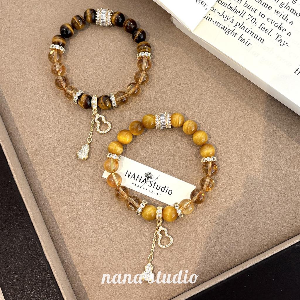 Natural Yellow Crystal Bracelet, Golden Tiger Eye Bracelet, Light Luxury Niche Gift for Men and Women