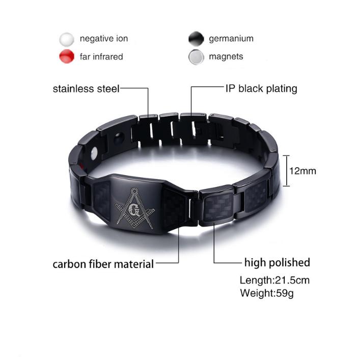 Men's Carbon Fiber Magnetic Therapy Elemental Bracelet Arthritis Pain Relief Health Energy Bio Magnetic Male Gift
