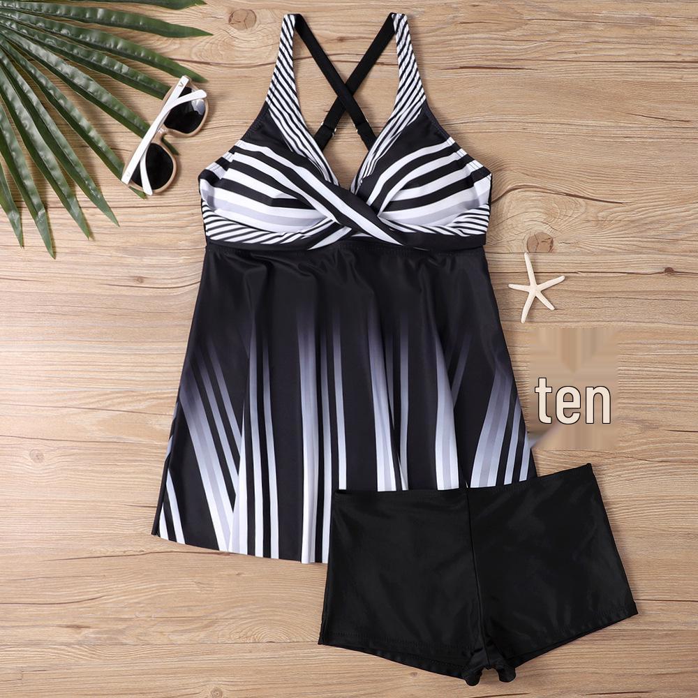 2025 Colorful Print Plus Size Tankini: Loose, Tummy-Covering, Conservative Swimsuit