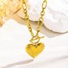 Old Money Style Peach Heart Pendant Necklace with Shell and Titanium Steel
