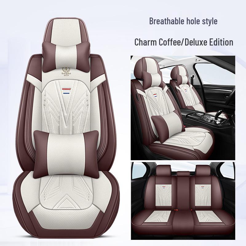 Universal Nappa Leather Car Seat Cushion - Full Coverage & Comfortable, Fits Five-Seat Cars for All Seasons