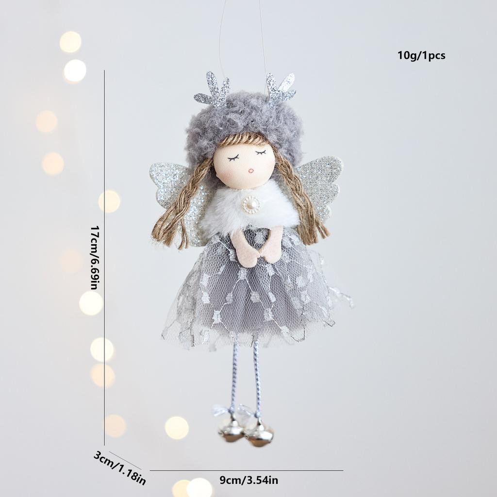 Sitting Elf Doll Angel Pendant Cute Little Girl Christmas Tree Ornaments Hanging Decorations Kids Children Day Gift