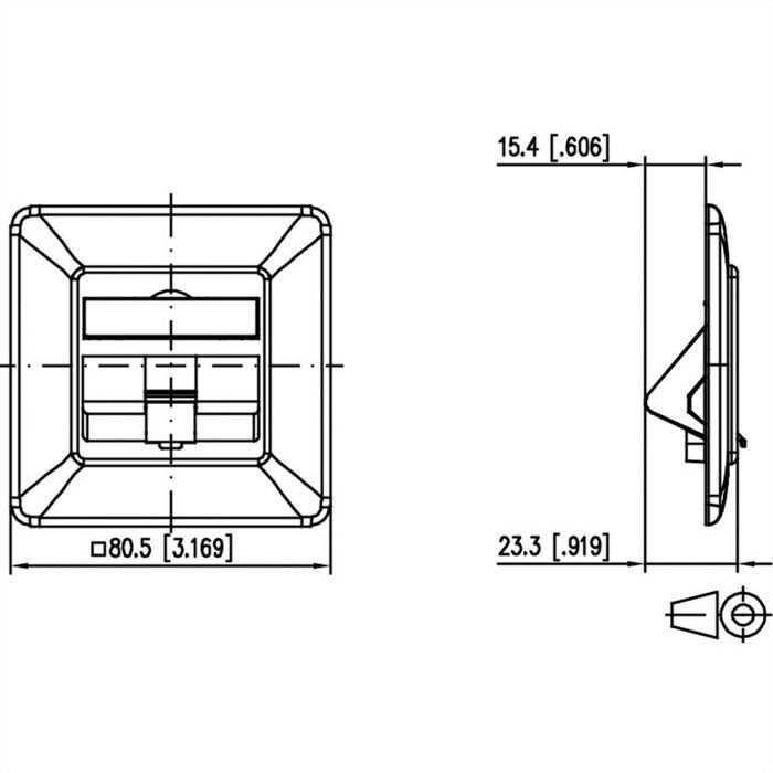 Metz Connect 130b20d11002ke Recessed Network Socket Insert with Central Plate and Unequipped Frame 1 Port Pure White (r