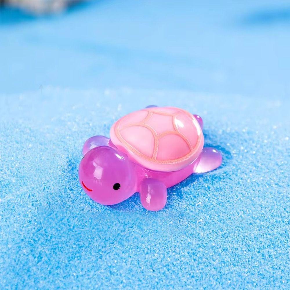 

Cute Resin Turtle Ornament Giant Cartoon Turtle Statue Luminous Aquarium Fish Tank DIY Accessories ярко-розовый