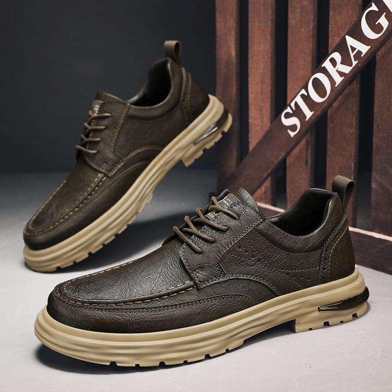 

2024 Мужские Классические Хаки/черные Кожаные Кроссовки Повседневная Кожаная Обувь Обувь на Шнуровке Мужская Мода Уличная Обувь для Ходьбы Мужские Кроссовки 45 хаки