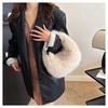 2025 Autumn/Winter Women's Minimalist Fluffy Shoulder Bag - Versatile Solid Color Handbag