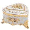Small Jewelry Box Heart Shape Vintage Decorative Box Zinc Alloy Storage Container for Accessories and Gifts White