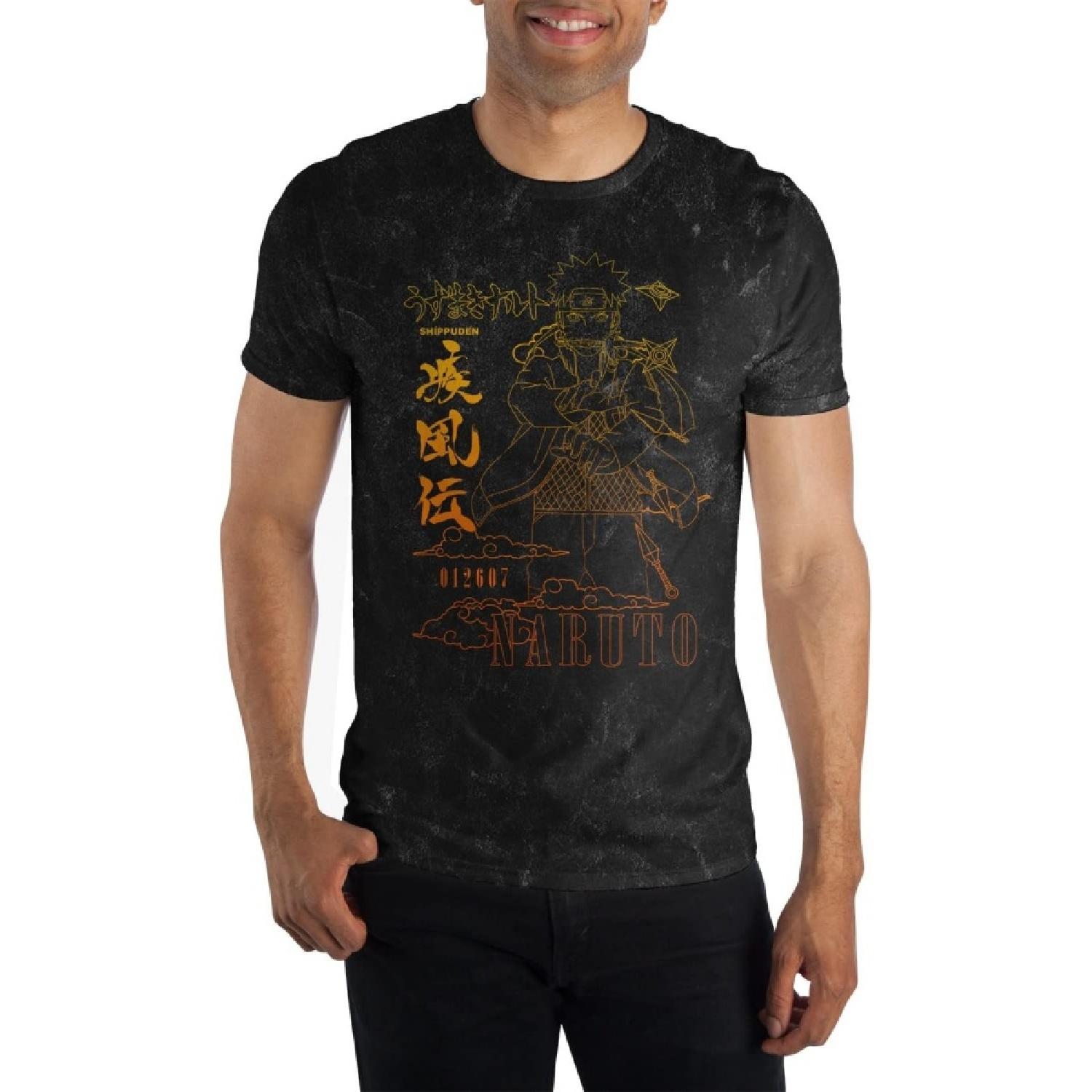 Bioworld Naruto Line Art Kanji Black Mineral Wash T-Shirt S