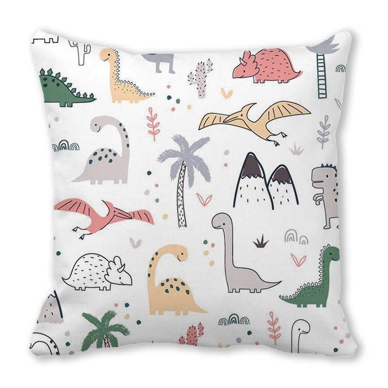 Office Sofa Car Cushion Cover Luxury Home Decoration Pillow Cover Cute Cartoon Little Dinosaur Animal Pattern