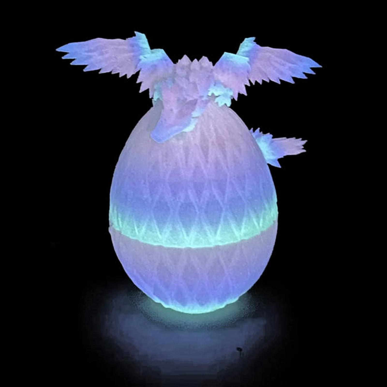 

3D-печать Яйцо, летящее в Алмазном Яйце, Гибкий Крылатый Дракон внутри, Таинственный Драконий Подарок, Украшение для стола, Игрушка, Ночное свечение Кристально-синий, One Size