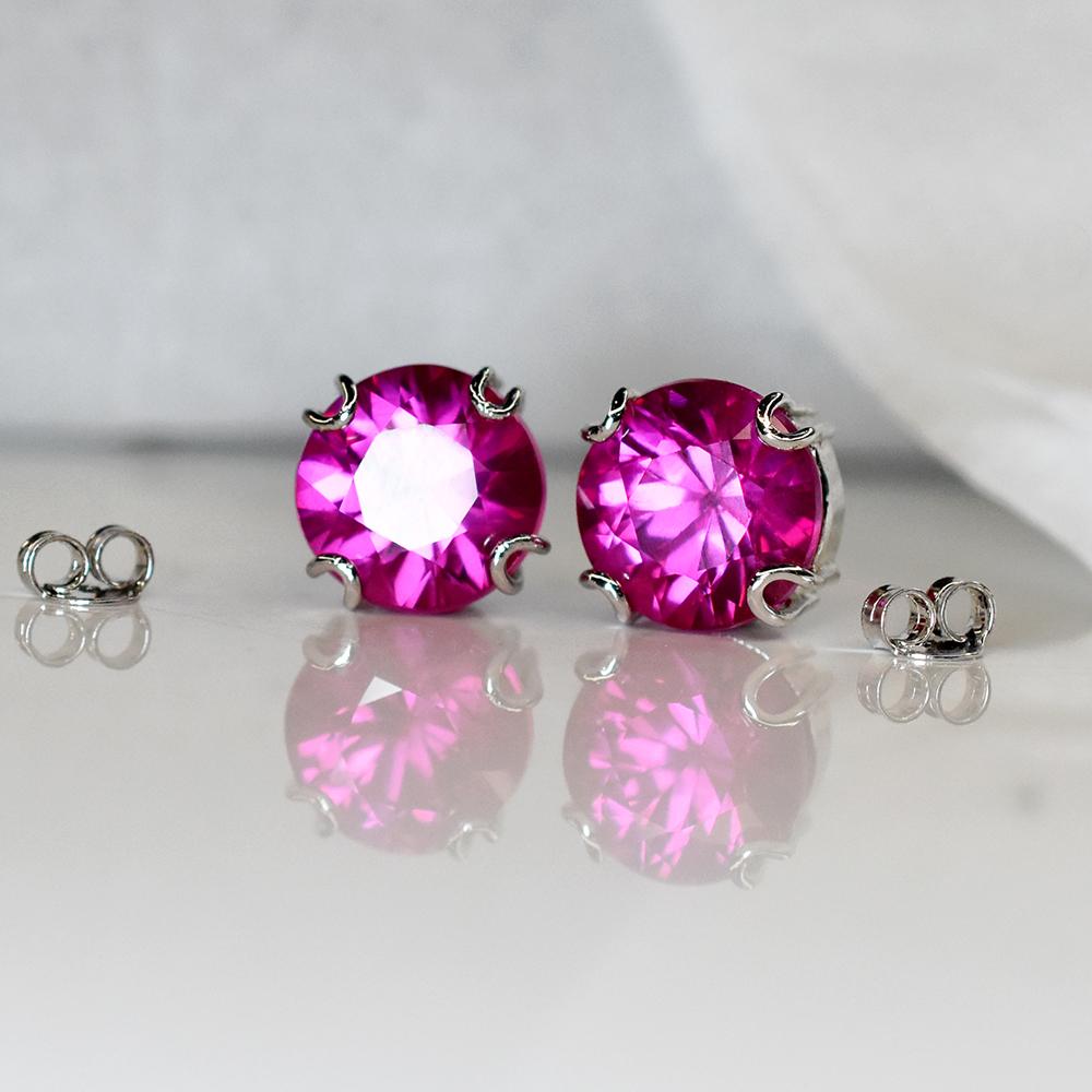 Burmese CERTIFIED Natural Pink Round Ruby 42.30 Ct Earring Pair Free Delivery MY.ER-02-NS