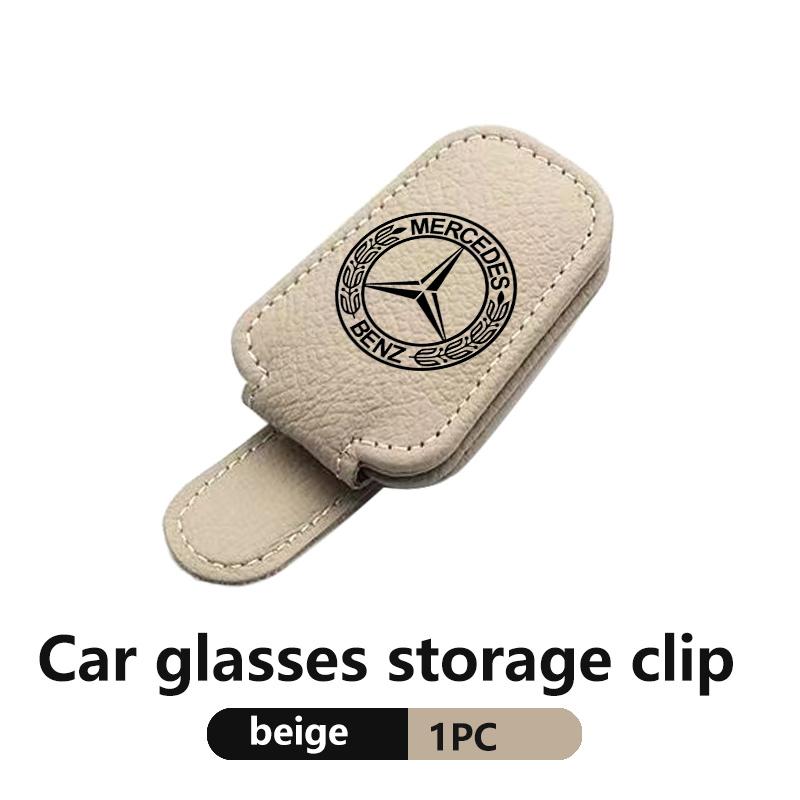 For Benz Car Sunshades Magnetic Leather Sunglasses Ticket Clip Auto Accessories Exclusive AMG SPRINTER V CLASS VIANO W124 W203
