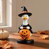 DYS Halloween Goose Figurine, Witch Hat Resin Ornament, Cute Ghost Statue for Tabletop Mantel Shelf Holiday Decoration