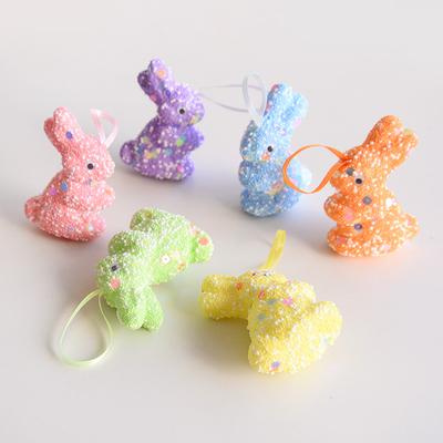 6/12pcs Foam Easter Rabbit Kids Gift Sequin Bunny Easter Tree Hanging Ornament 2025 Spring Easter Party Home Decoration Supplies