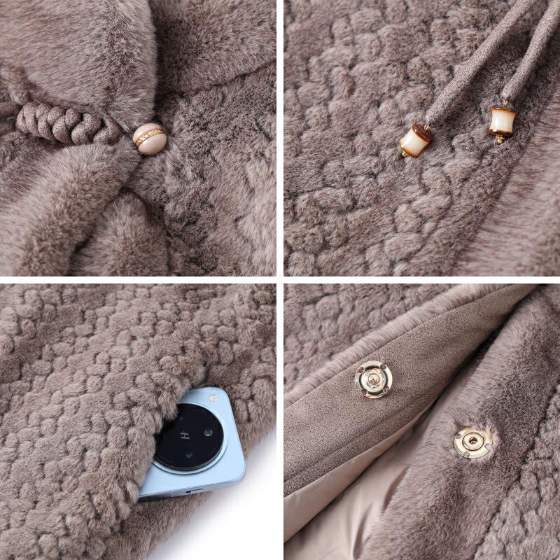 Winter Mink Velours Verdikte Jas voor Vrouwen van Middelbare Leeftijd en Ouderen