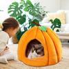 Halloween Pumpkin Shaped Cat Bed Comfortable Cave Bed Fully Wrapped Cave House for Winter Home Indoor Pet Warmth