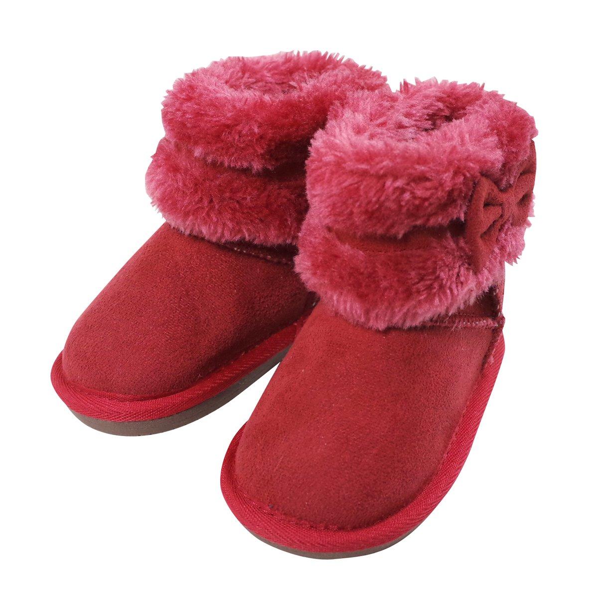 

MIKIHOUSE HOT BISCUITS Fur Side Ribbon Boots, Red, 16cm, 73-9402-973